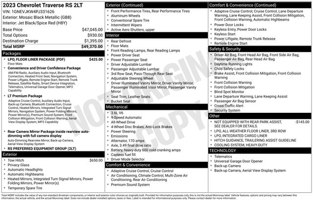 Chevrolet Traverse RS AWD 2023