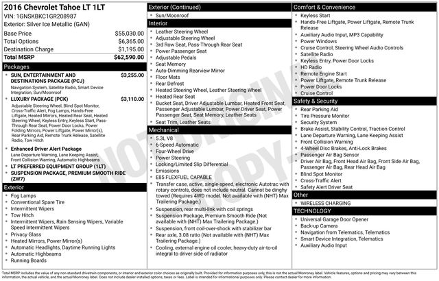 Chevrolet Tahoe LT 4WD 2016