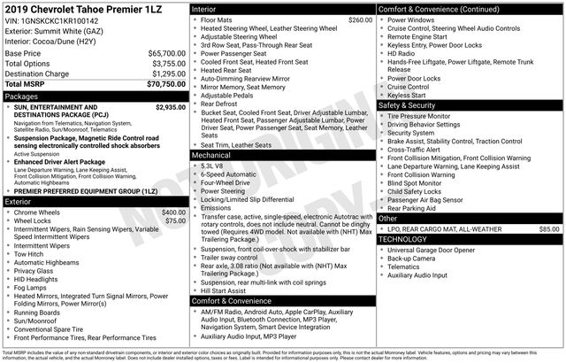 Chevrolet Tahoe Premier 4WD 2019