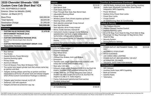 Chevrolet Silverado 1500 Custom Crew Cab Long Box 4WD 2020