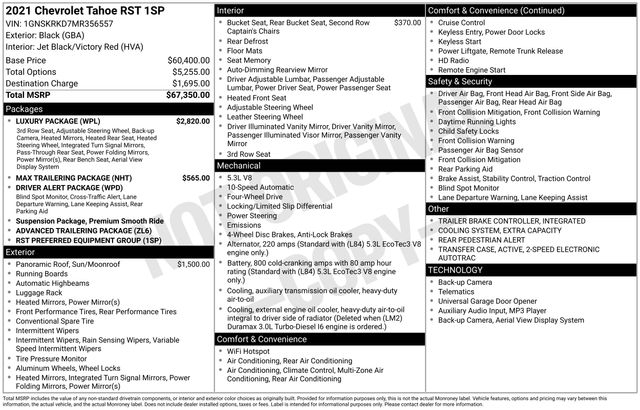 Chevrolet Tahoe RST 4WD 2021