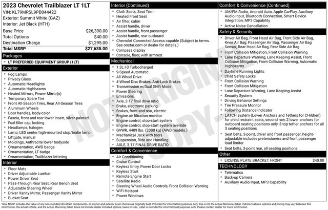 Chevrolet TrailBlazer LT AWD 2023