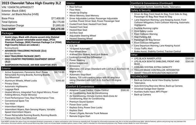 Chevrolet Tahoe High Country 4WD 2023