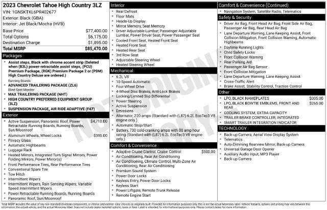 Chevrolet Tahoe High Country 4WD 2023