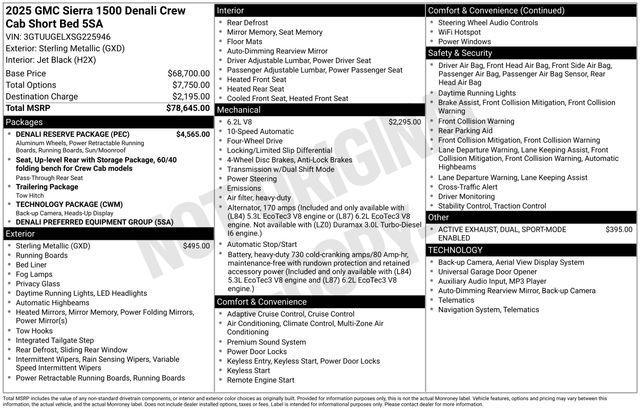 GMC Sierra 1500 Denali Crew Cab Short Box 4WD 2025