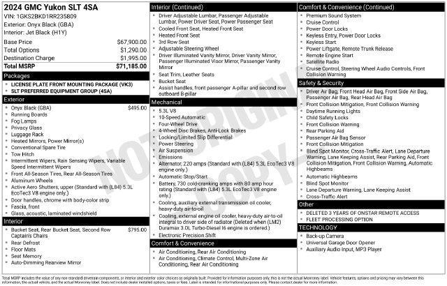 GMC Yukon SLT 4WD 2024