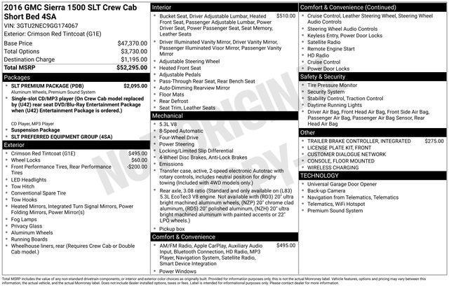 GMC Sierra 1500 SLT Crew Cab Long Box 4WD 2016