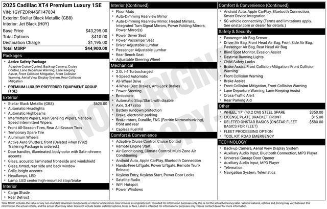 Cadillac XT4 Premium Luxury AWD 2025