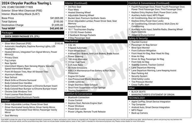 Chrysler Pacifica Touring L 2024