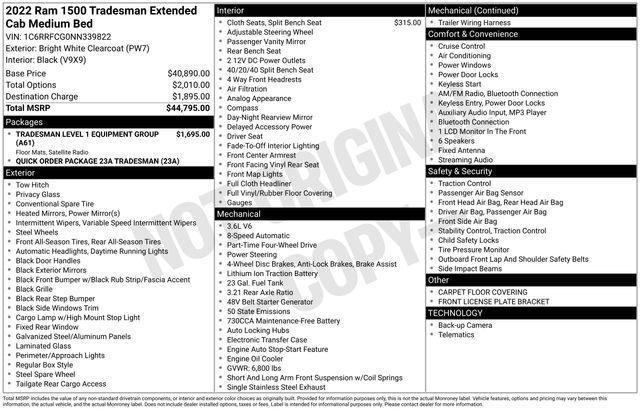RAM 1500 Tradesman Quad Cab 4WD 2022