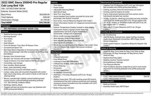 GMC Sierra 2500HD Pro Regular Cab 4WD 2022