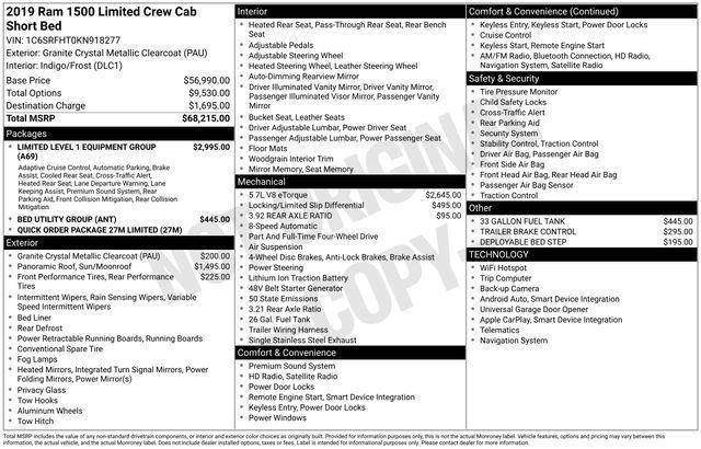 RAM 1500 Limited Crew Cab SWB 4WD 2019