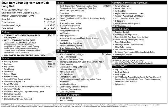 RAM 3500 Big Horn Crew Cab LWB 4WD 2024