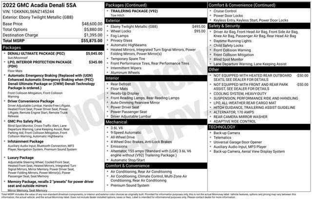 GMC Acadia Denali AWD 2022