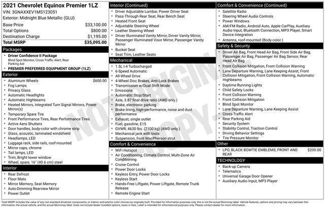 Chevrolet Equinox Premier AWD 2021
