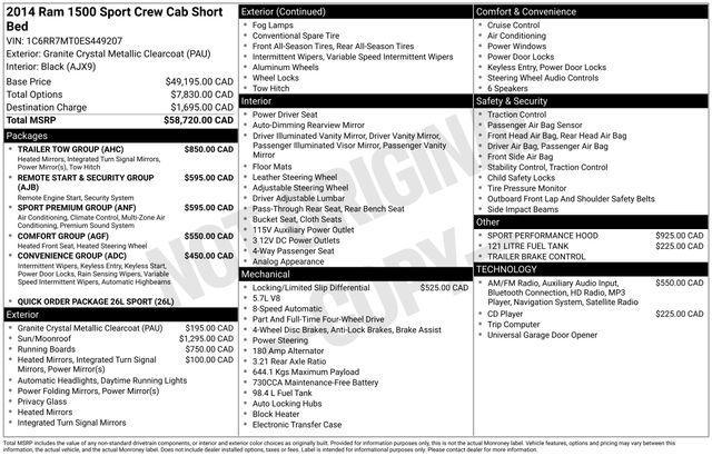RAM 1500 Sport Crew Cab SWB 4WD 2014