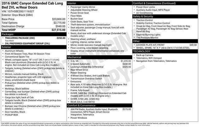 GMC Canyon SLE Ext. Cab 2WD 2016