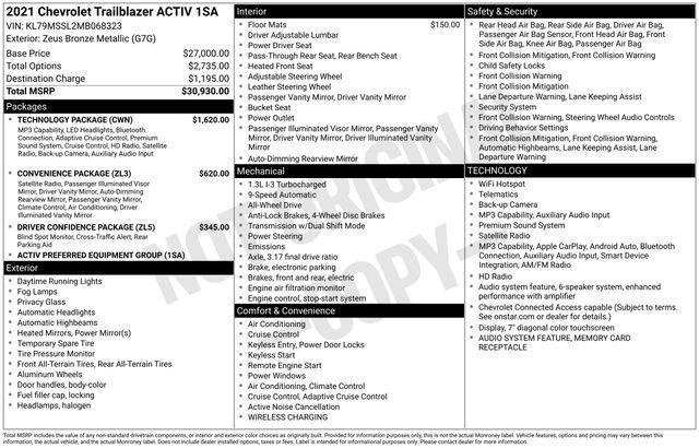 Chevrolet TrailBlazer ACTIV AWS 2021