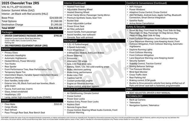 Chevrolet Trax 2RS 2025