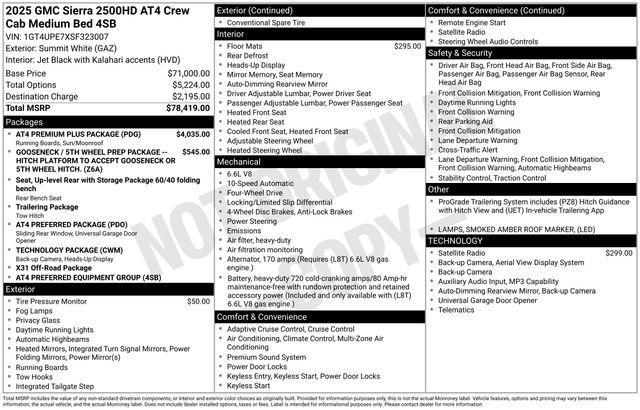 GMC Sierra 2500HD AT4 Crew Cab 4WD 2025