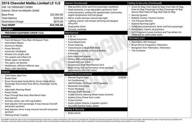 Chevrolet Malibu Limited LS 2016