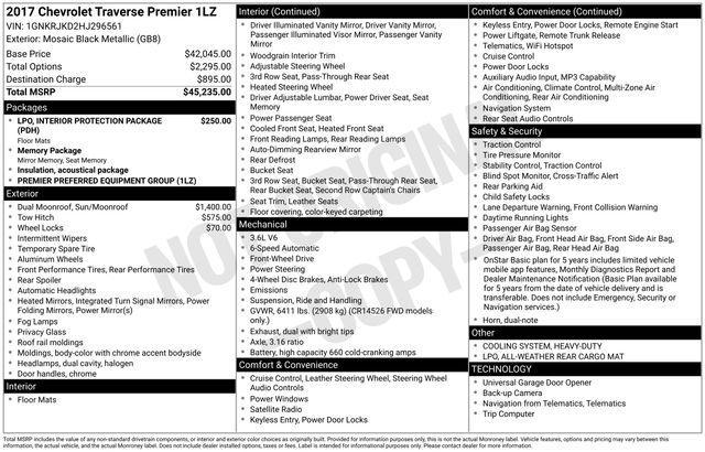 Chevrolet Traverse Premier FWD 2017