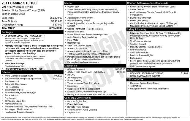 Cadillac STS V6 Luxury 2011