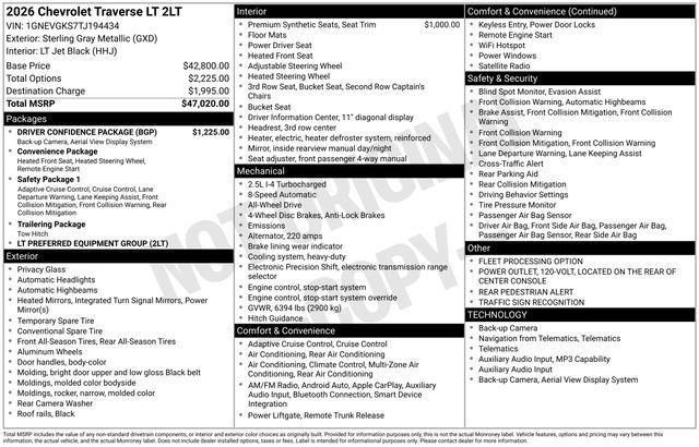 Chevrolet Traverse LT AWD 2026