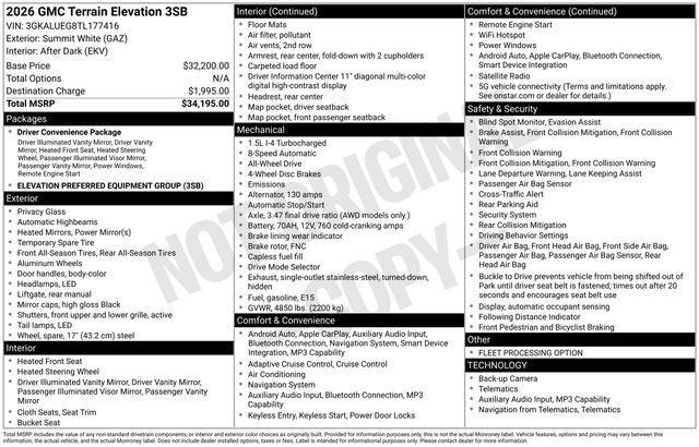 GMC Terrain Elevation AWD 2026
