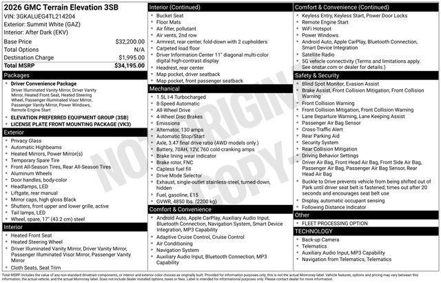 GMC Terrain Elevation AWD 2026