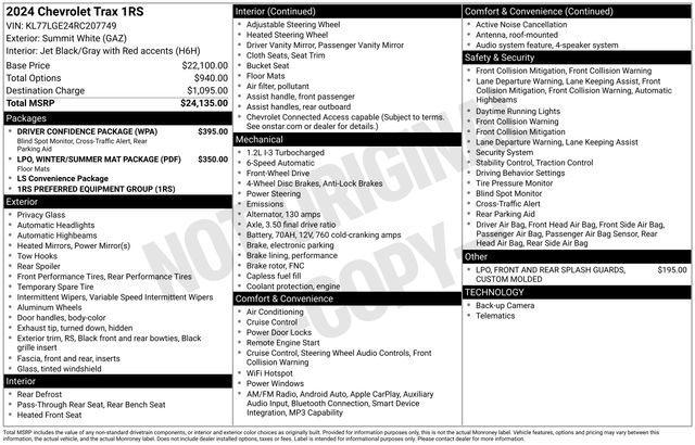 Chevrolet Trax 1RS 2024