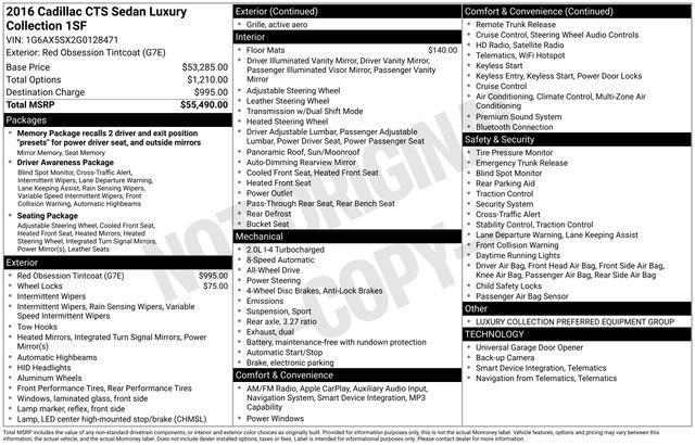 Cadillac CTS 2.0L Turbo Luxury AWD 2016