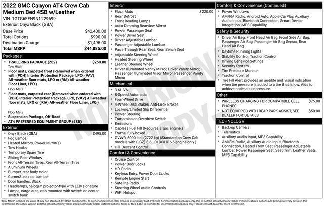 GMC Canyon AT4 Crew Cab w/Leather 4WD 2022