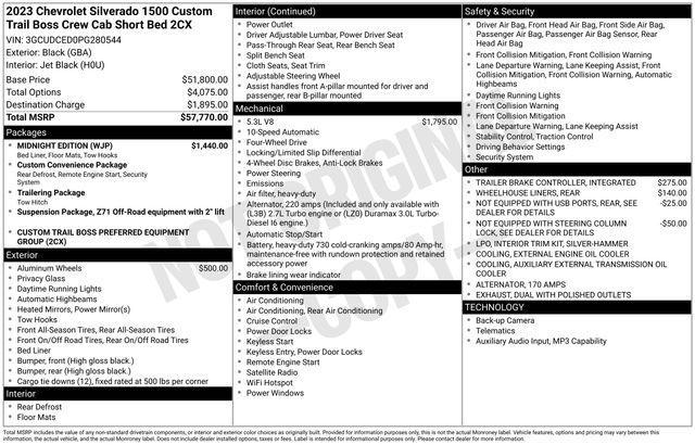 Chevrolet Silverado 1500 Trail Boss Custom Crew Cab 4WD 2023