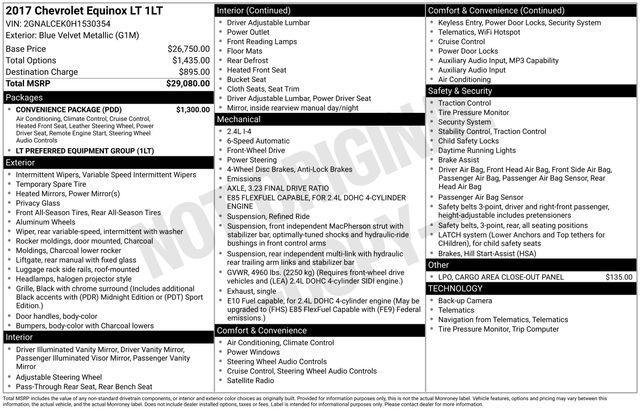 Chevrolet Equinox LT 2WD 2017