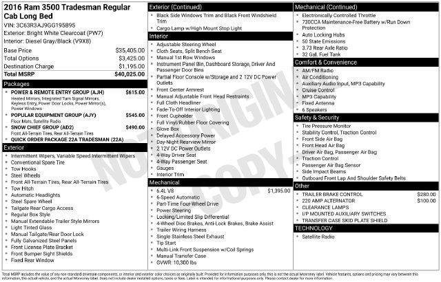 RAM 3500 Tradesman Regular Cab 4WD 2016