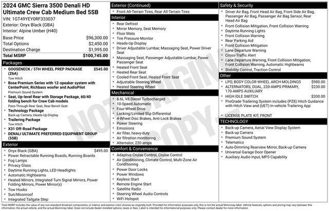 GMC Sierra 3500HD Denali Ultimate Crew Cab 4WD 2024