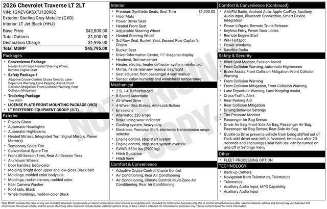 Chevrolet Traverse LT AWD 2026