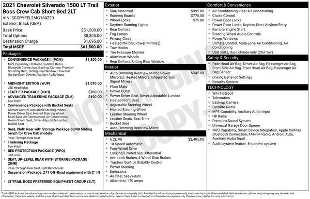 Chevrolet Silverado 1500 LT Trail Boss Crew Cab 4WD 2021