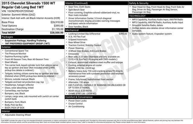 Chevrolet Silverado 1500 Work Truck Long Box 2WD 2015