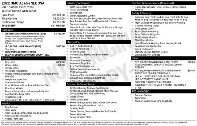 GMC Acadia SLE AWD 2022