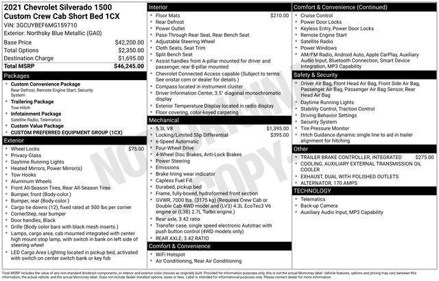 Chevrolet Silverado 1500 Custom Crew Cab Long Box 4WD 2021