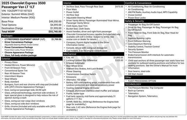 Chevrolet Express LT 3500 Extended 2025