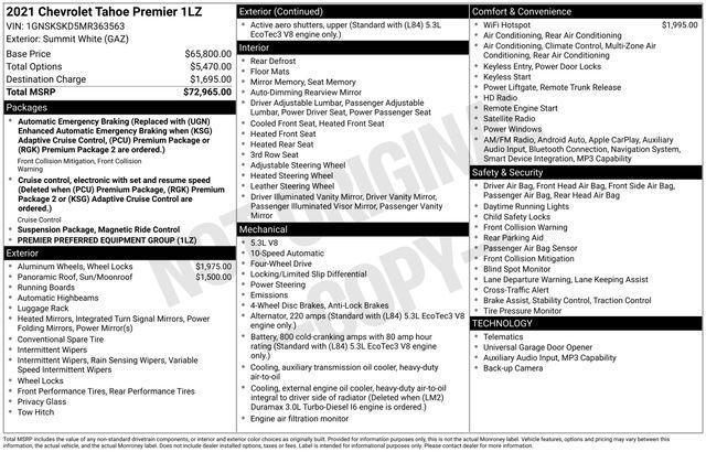Chevrolet Tahoe Premier 4WD 2021