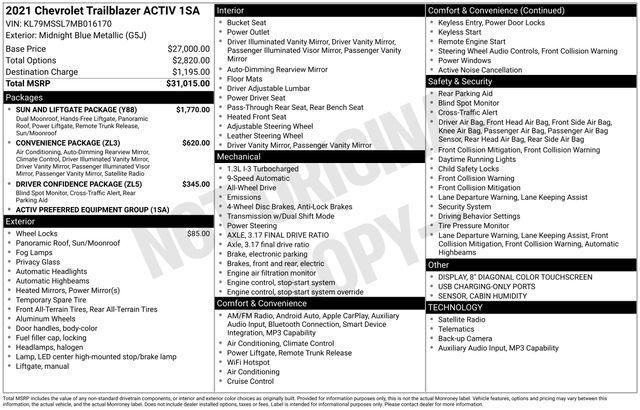 Chevrolet TrailBlazer ACTIV AWS 2021
