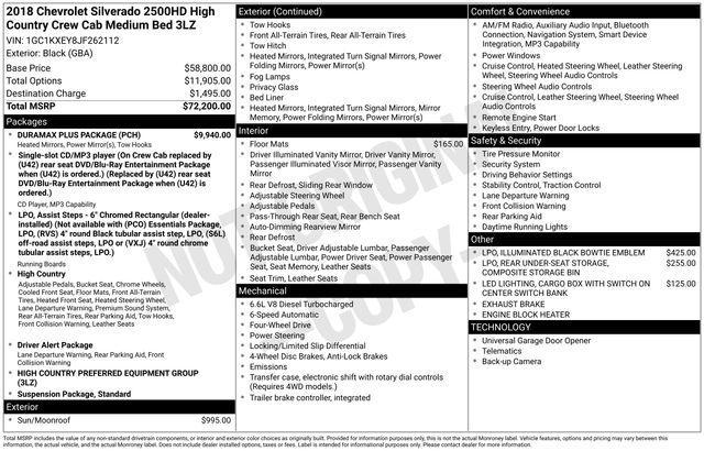 Chevrolet Silverado 2500HD LT Crew Cab 4WD 2018