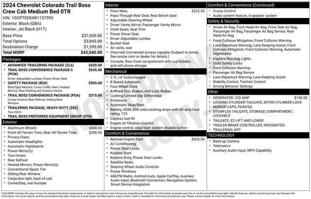 Chevrolet Colorado Trail Boss Crew Cab 4WD 2024