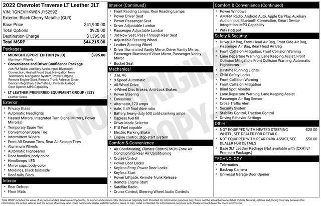 Chevrolet Traverse LT Feather AWD 2022