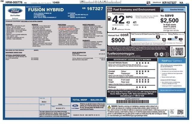 Ford Fusion Hybrid SE 2019
