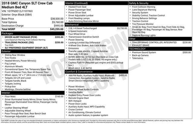 GMC Canyon SLT Crew Cab 4WD Long Box 2018